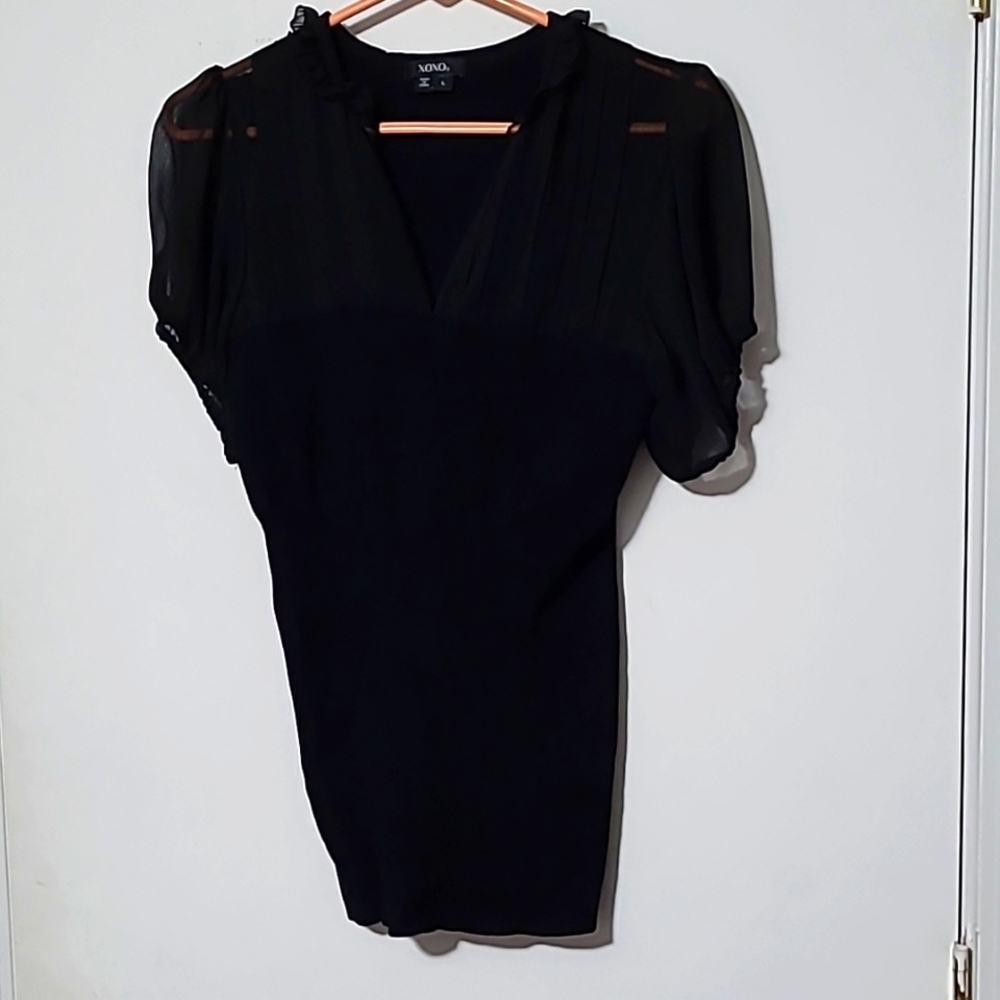 Black knit with sheer top